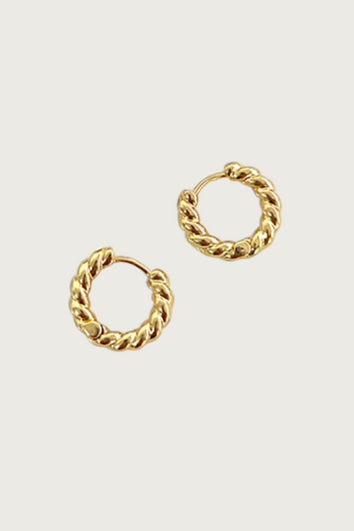14k Gold Plated Mini Twist Huggie Hoop Earrings