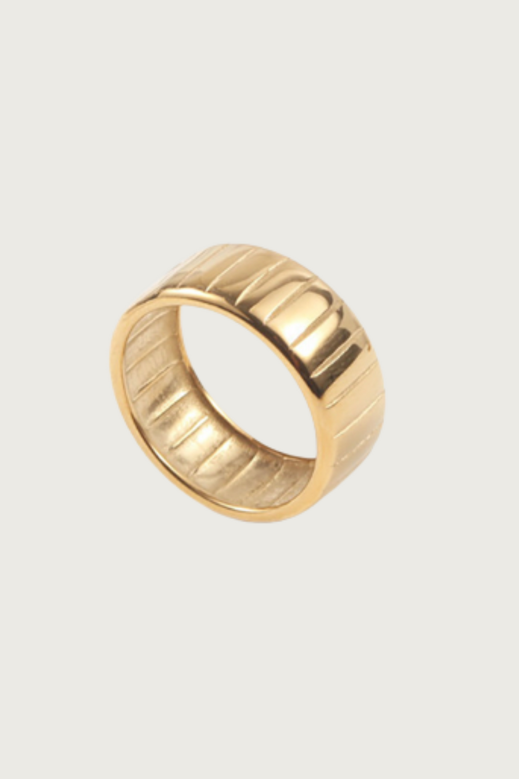 18k Gold Plated Lined Stacker Ring