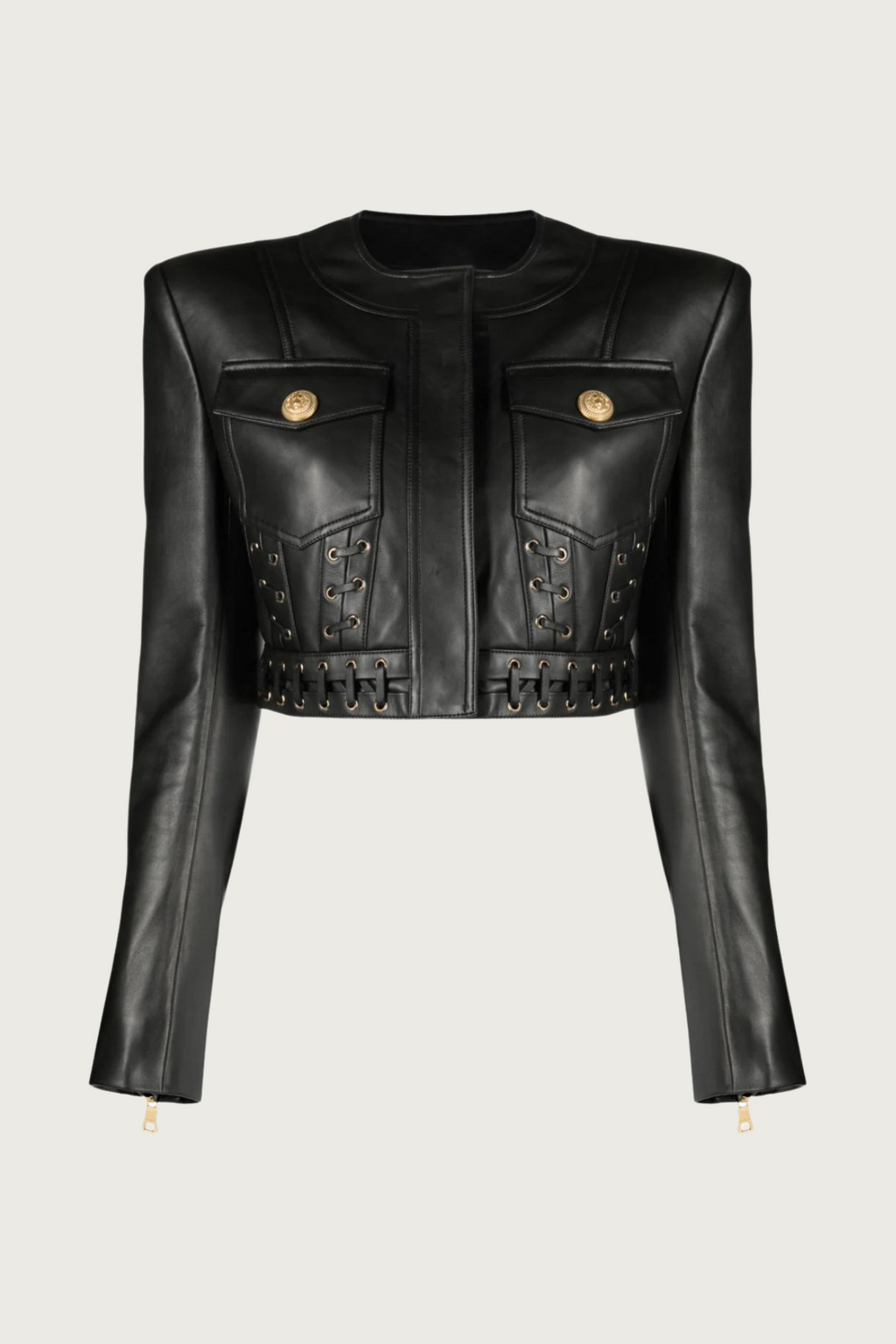 Leather Laced Cropped Jacket