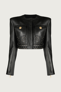Leather Laced Cropped Jacket