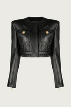 Leather Laced Cropped Jacket