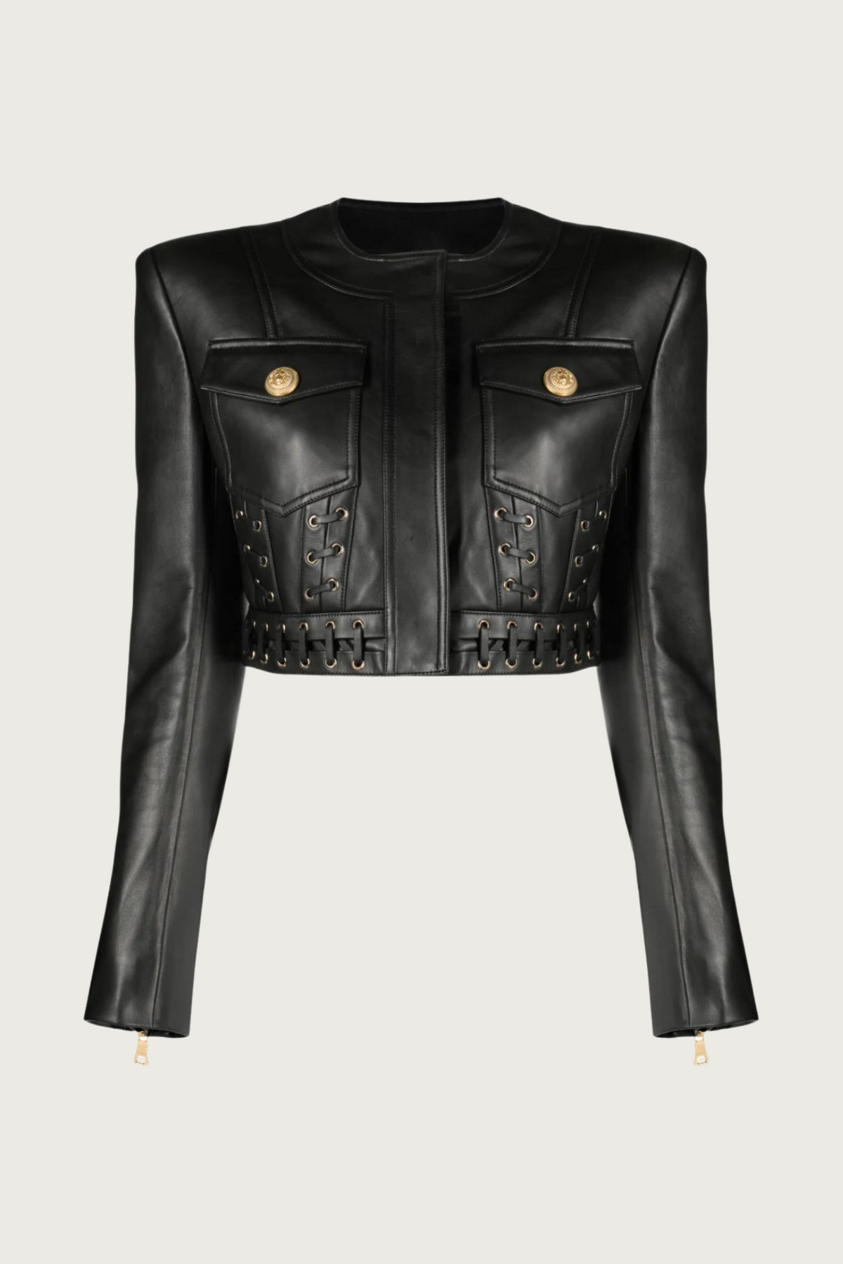 Leather Laced Cropped Jacket