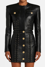 Leather Laced Cropped Jacket
