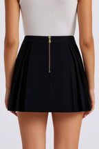Gold Button Pleated Skirt