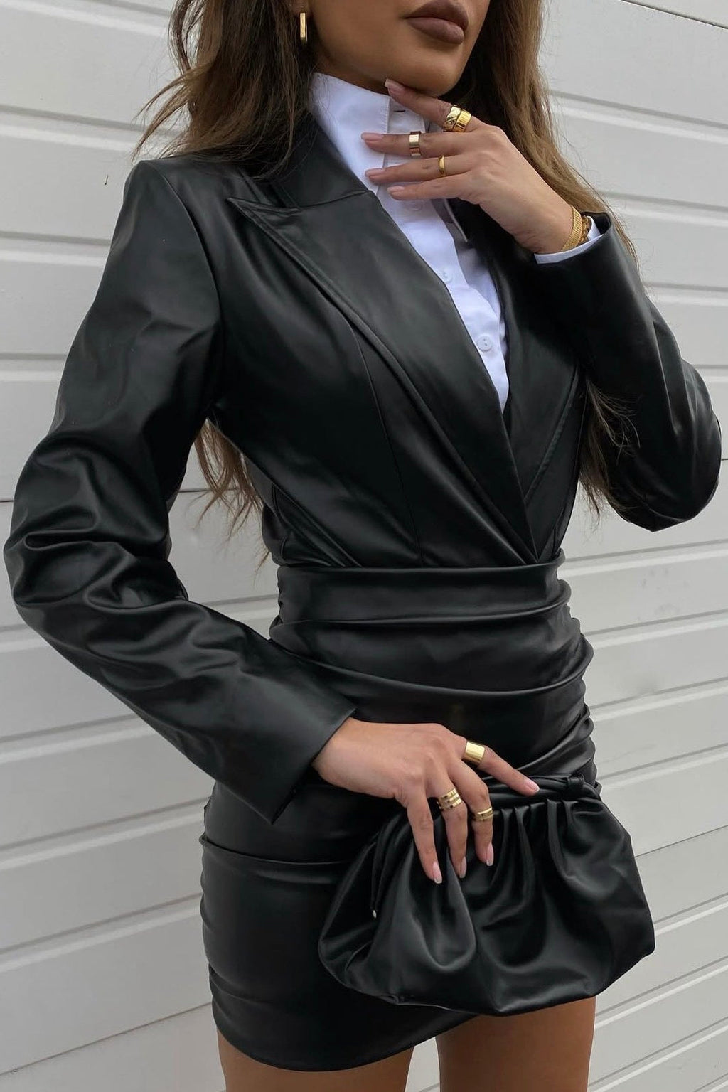 Leather Blazer Bodysuit