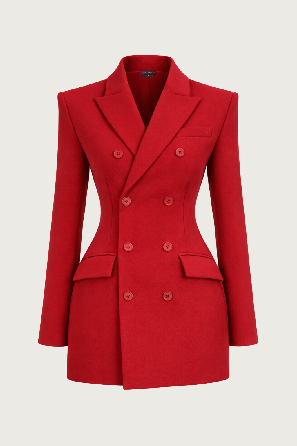 Double Breasted Contour Blazer Dress - Scarlet