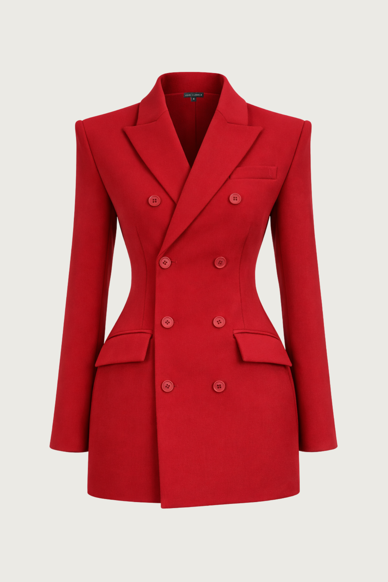 Double Breasted Contour Blazer Dress - Scarlet