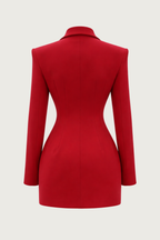 Double Breasted Contour Blazer Dress - Scarlet