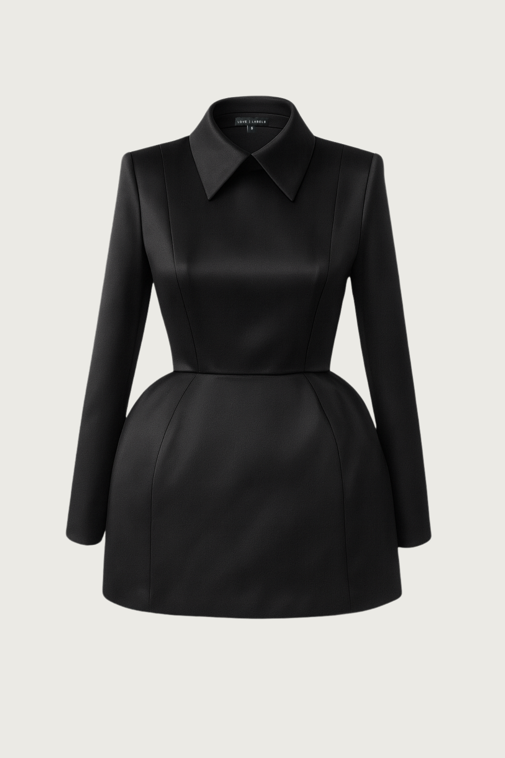 Structured Satin Mini Dress - Black
