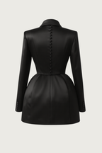 Structured Satin Mini Dress - Black