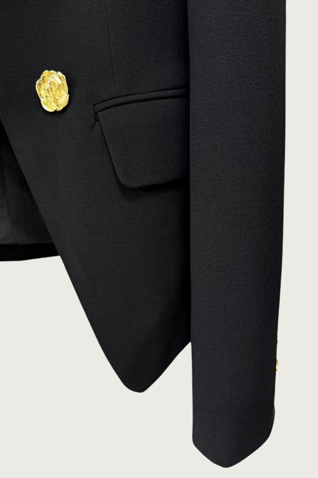 Gold Button White Lapel Blazer