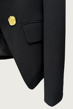 Gold Button White Lapel Blazer