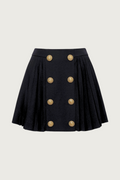 Gold Button Pleated Skirt