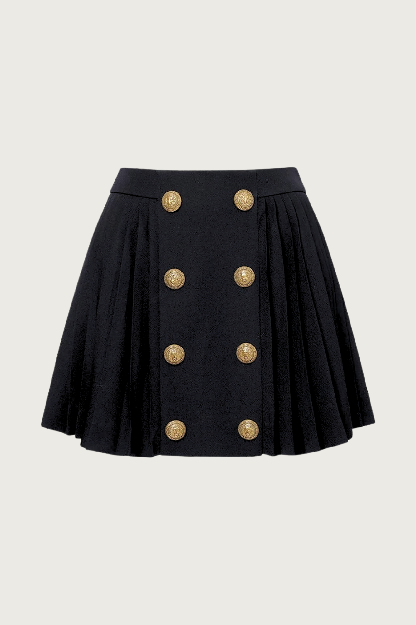 Gold Button Pleated Skirt