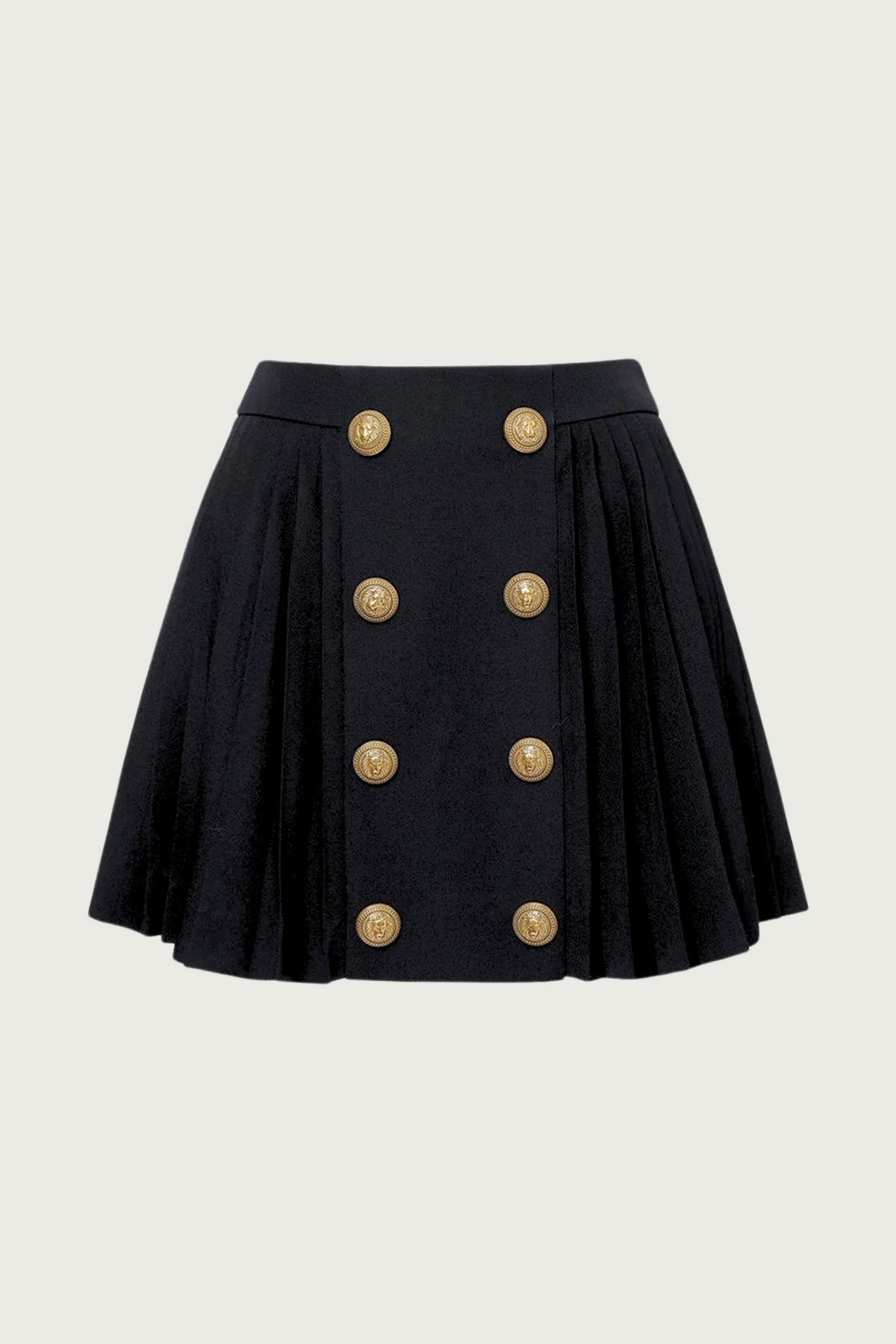 Gold Button Pleated Skirt