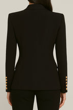 Gold Button White Lapel Blazer