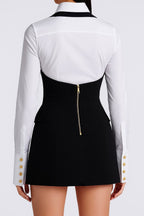 Gold Button Halter Mini Skirt