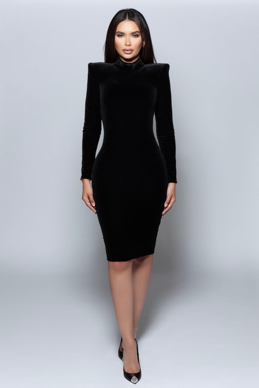 Velvet Tailored Midi Dress