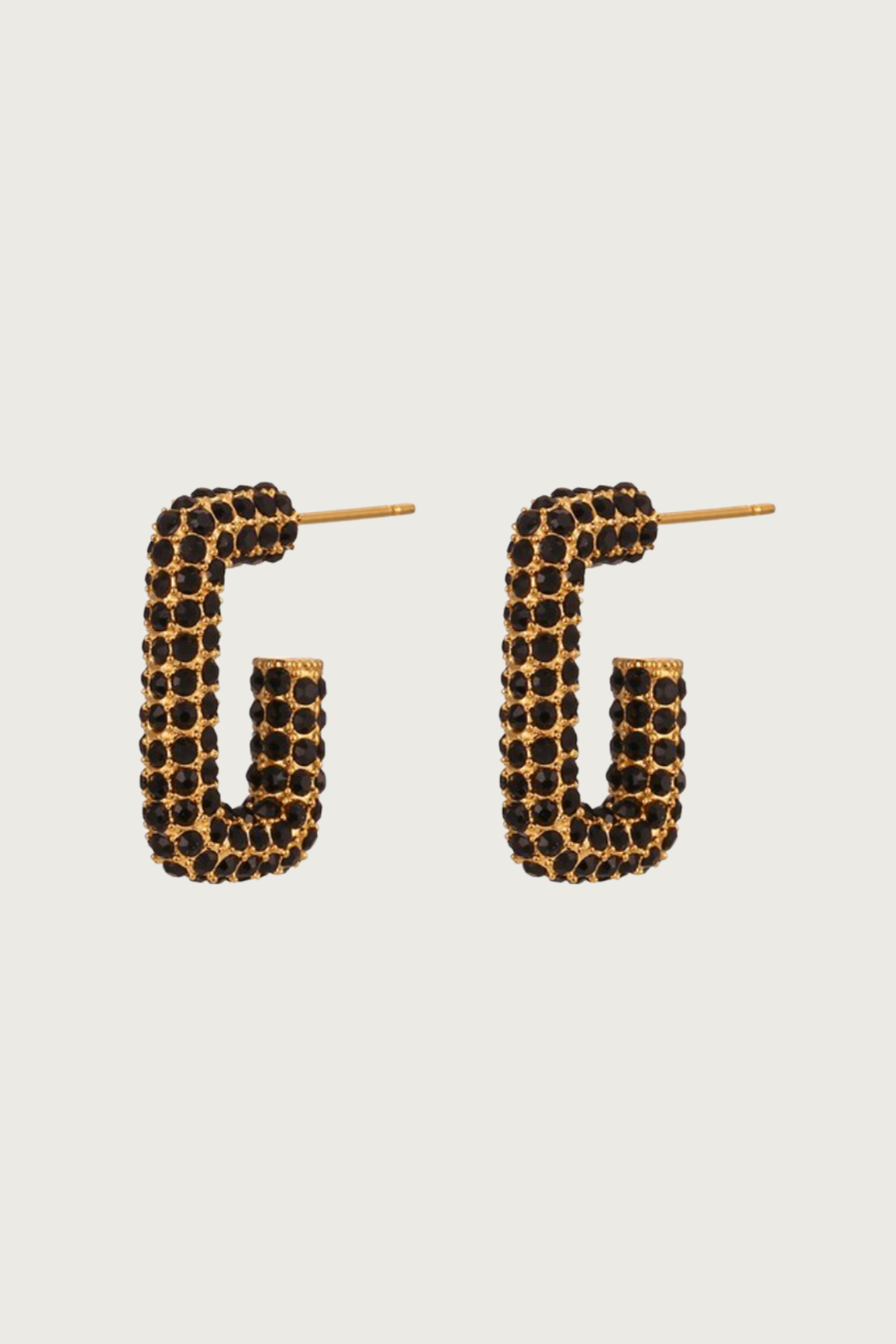 18k Gold Plated Stone Hoop Earrings