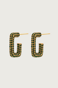 18k Gold Plated Stone Hoop Earrings