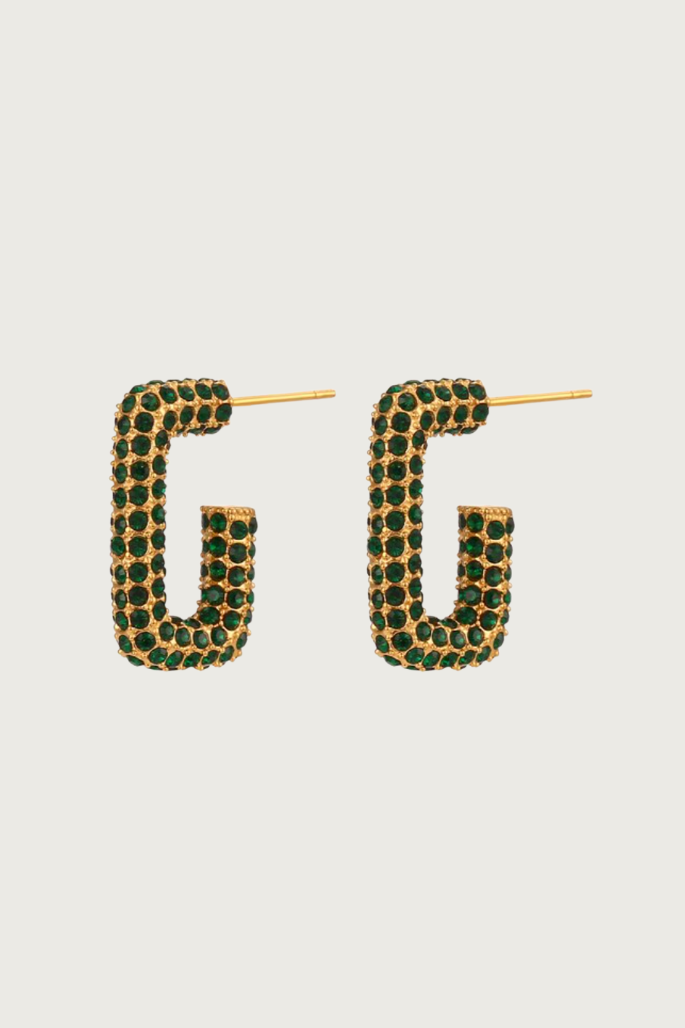 18k Gold Plated Stone Hoop Earrings
