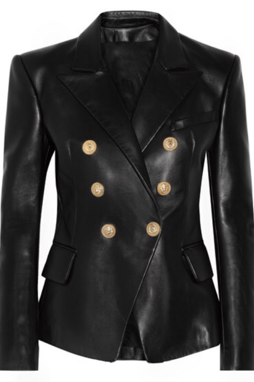 Leather Button Blazer