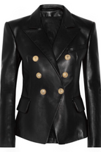 Leather Button Blazer