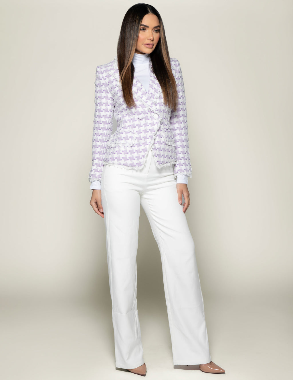 Tweed Pastel Houndstooth Blazer