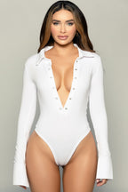 Buttoned Collar Bodysuit