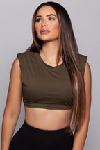 Shoulder Padded Crop Top