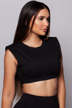Shoulder Padded Crop Top