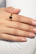 18k Gold Plated Black Stone Ring
