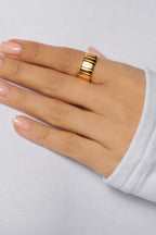 18k Gold Plated Lined Stacker Ring