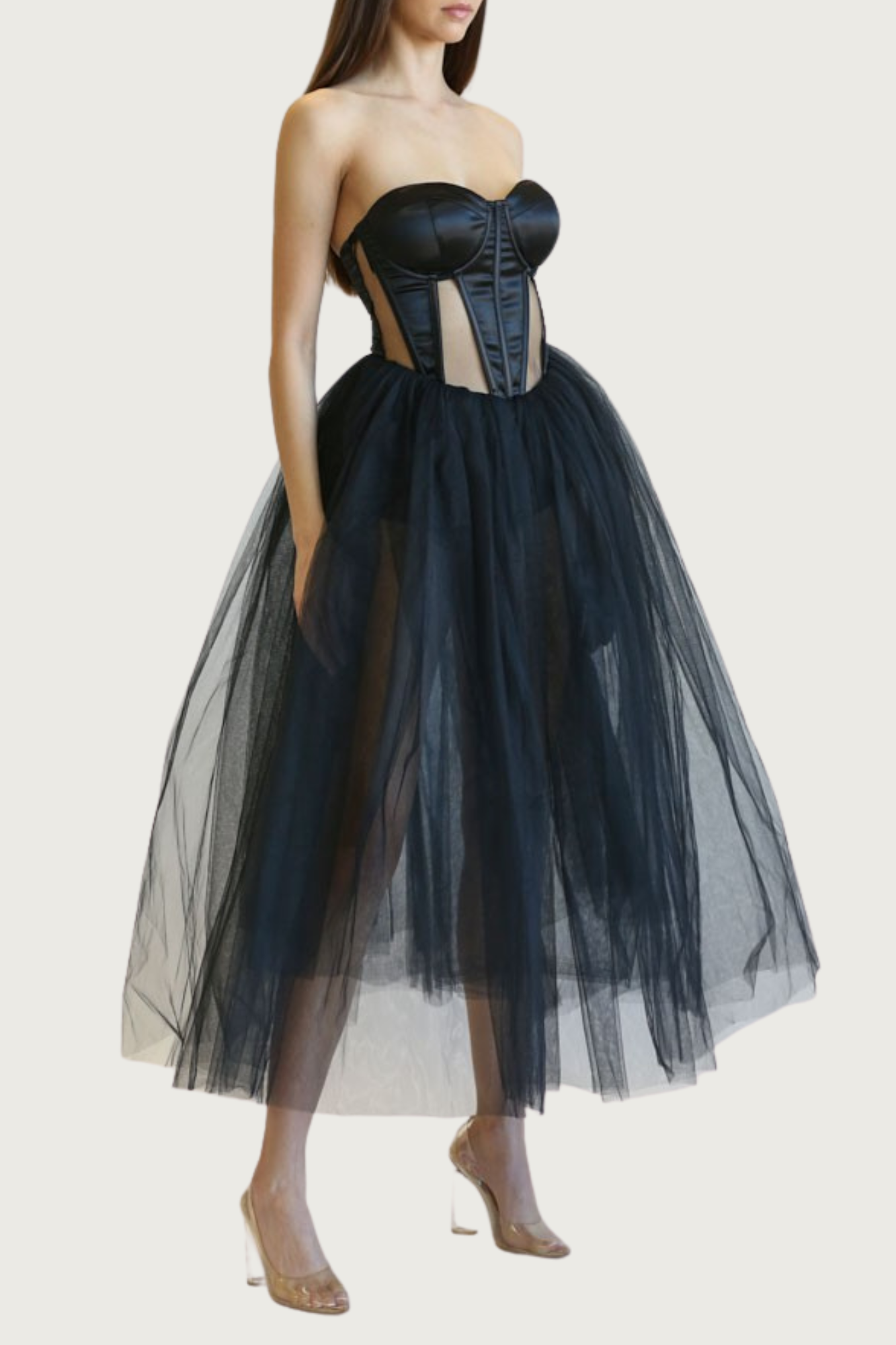 Satin + Tulle Maxi Dress