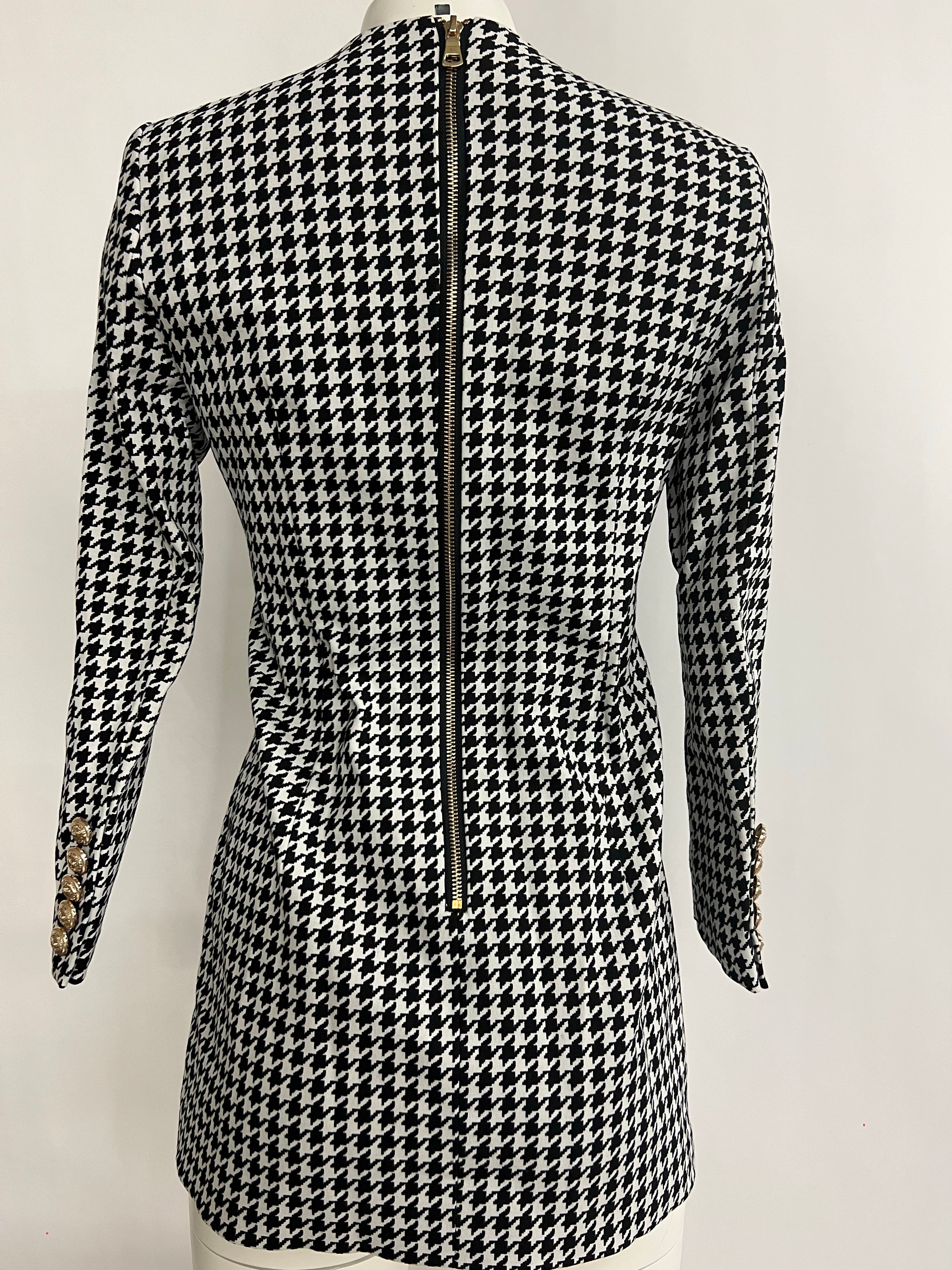 Houndstooth Mini Dress - Size Medium