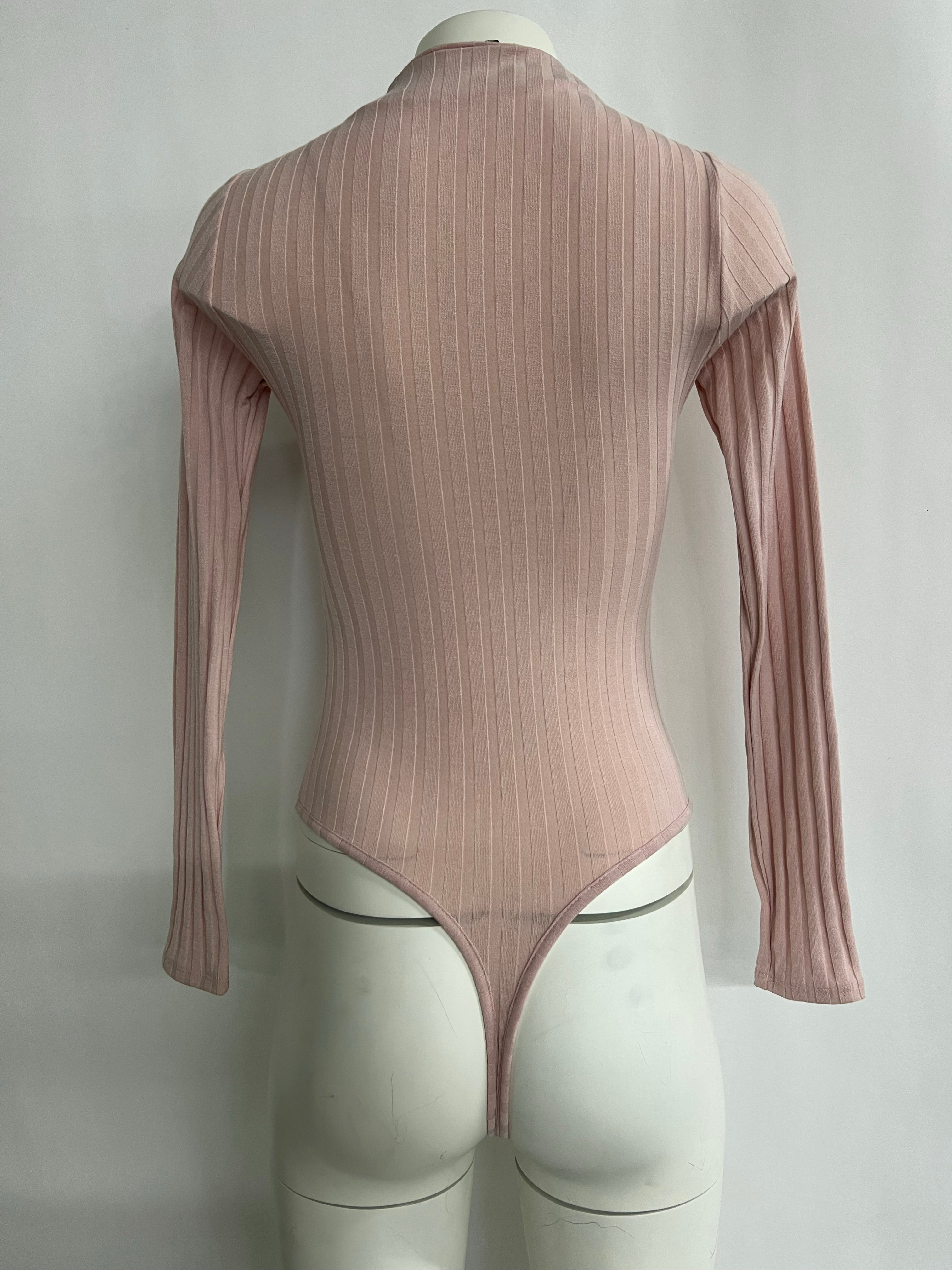 High Neck Pink Bodysuit - Size Small