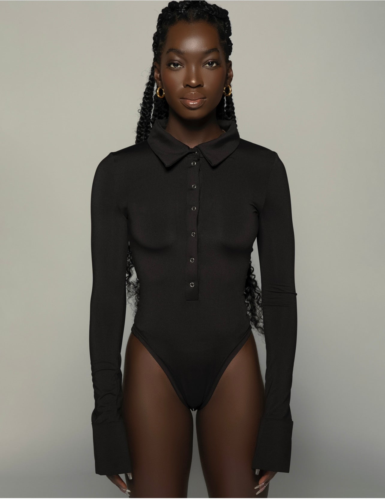 Buttoned Collar Bodysuit