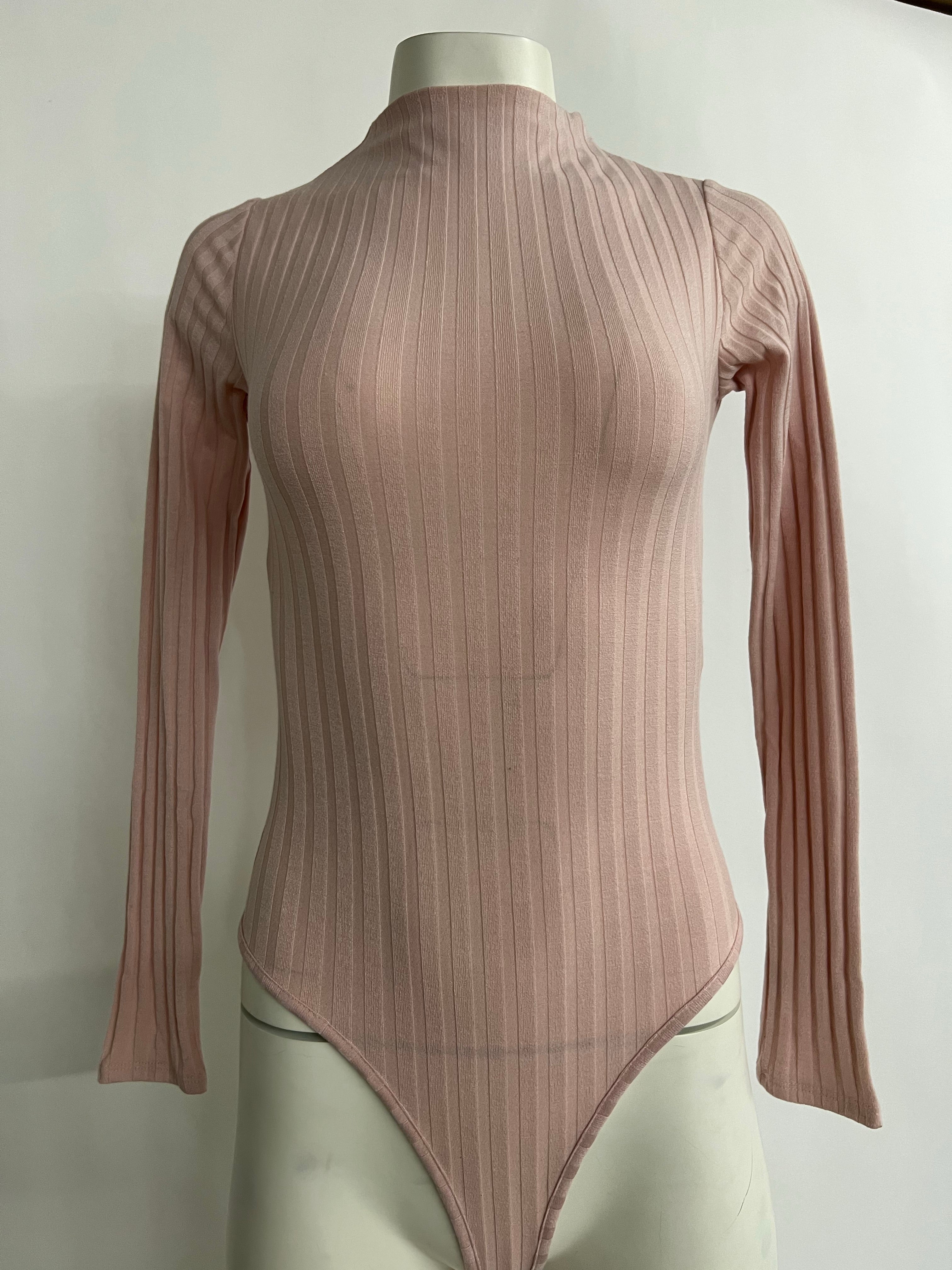 High Neck Pink Bodysuit - Size Small